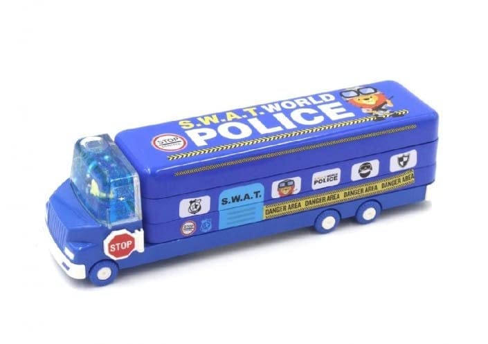 4568 Double Decker Magic Truck Compass Multi Level Metal Truck Compass Pencil Case with Movable Wheels & Sharpener (Mix Design) 4568 Double Decker Magic Truck Compass Multi Level Metal Truck Compass Pencil Case with Movable Wheels & Sharpener (Mix Design)